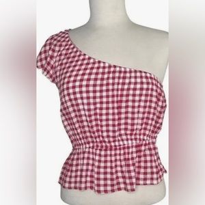 NWT Red one shoulder Pink Rose from Dry Goods Size Large